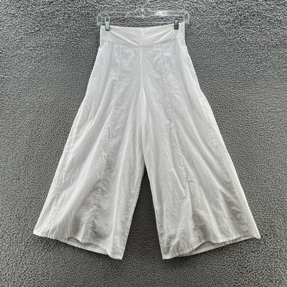Zulu Zephyr Pants Womens XXS White Cotton Lined Wide Leg Crop Beach Casual Flowy